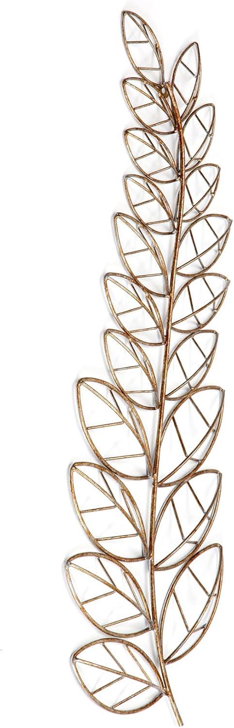 Brewster Eber Leaves Metal Wall Art: Iron Fern Sculpture, Copper Patina Finish, 33" Wide