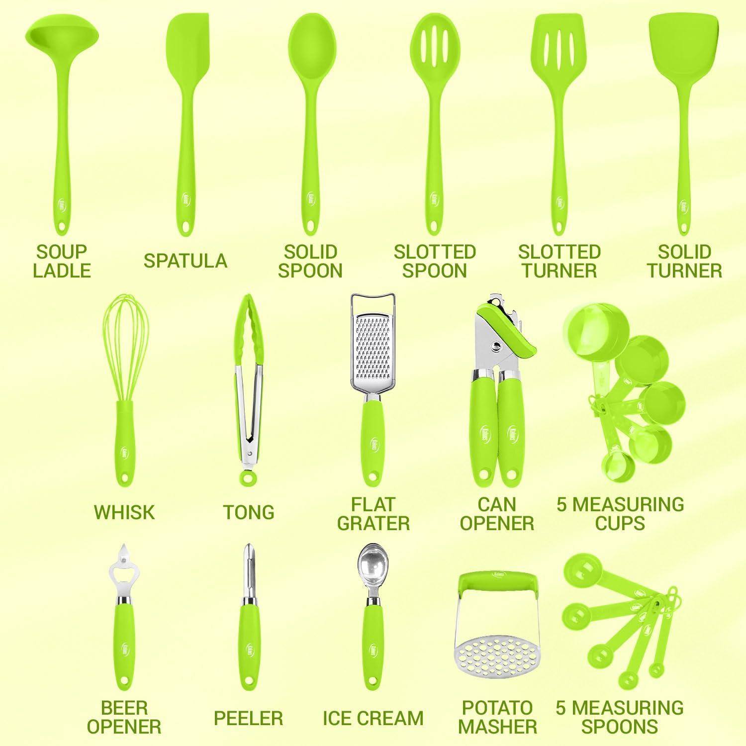 Kaluns 24-Pc Silicone Cooking Utensils Set Apartment Essentials Kitchen Tools