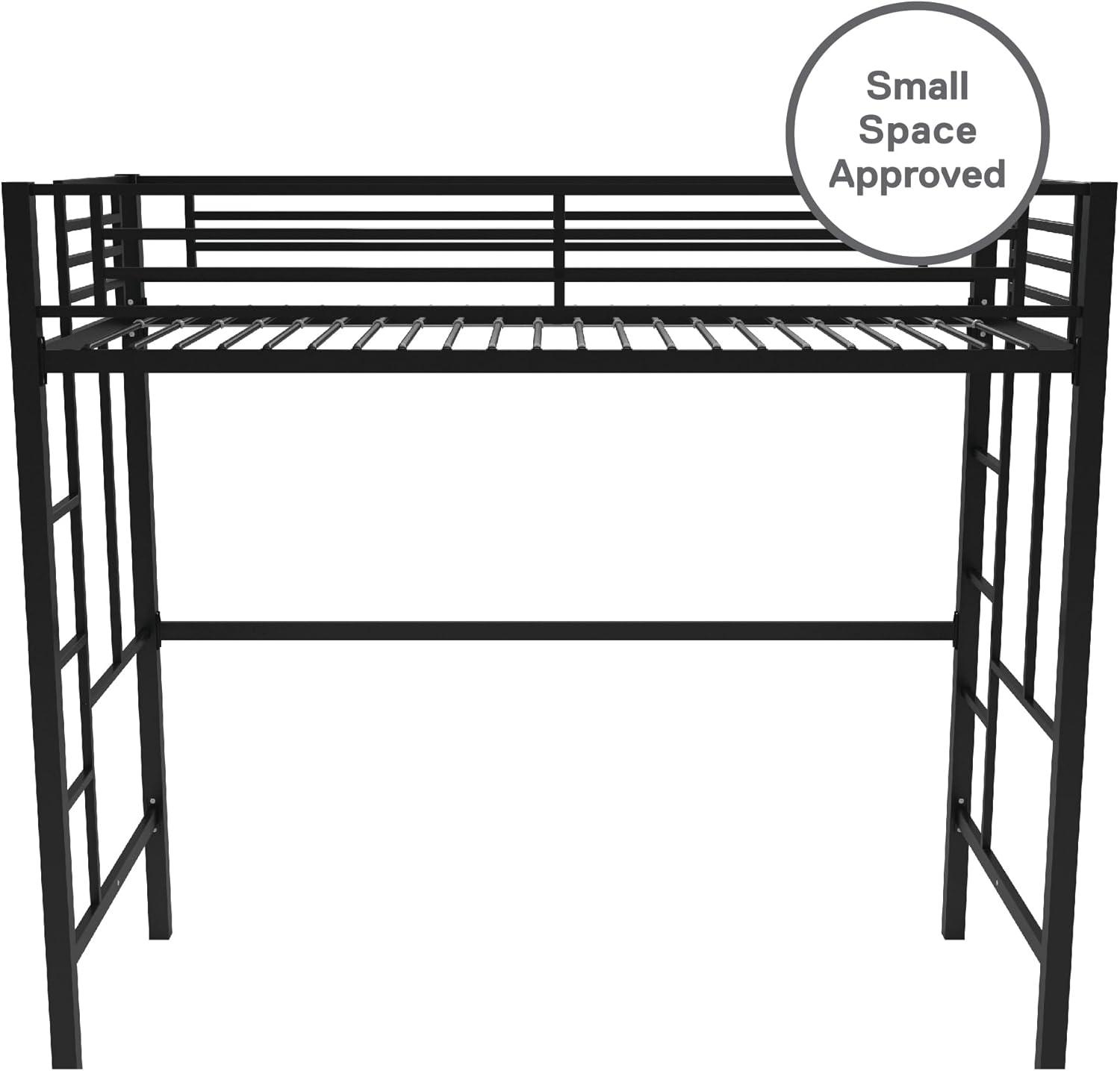 Your Zone Brittain Twin Metal Loft Bed, Black