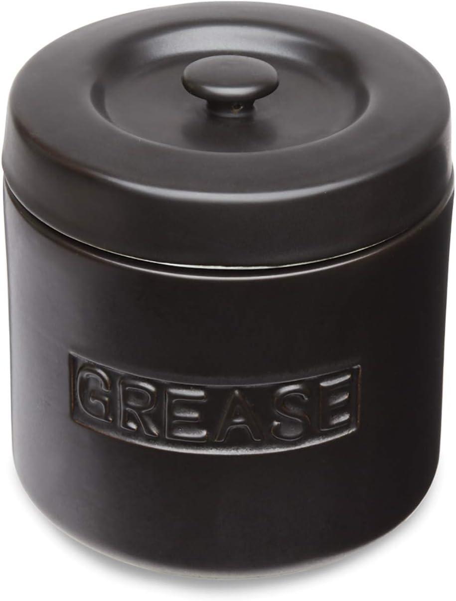 Fox Run Grease Container, Matte Black Ceramic, 4 cup capacity