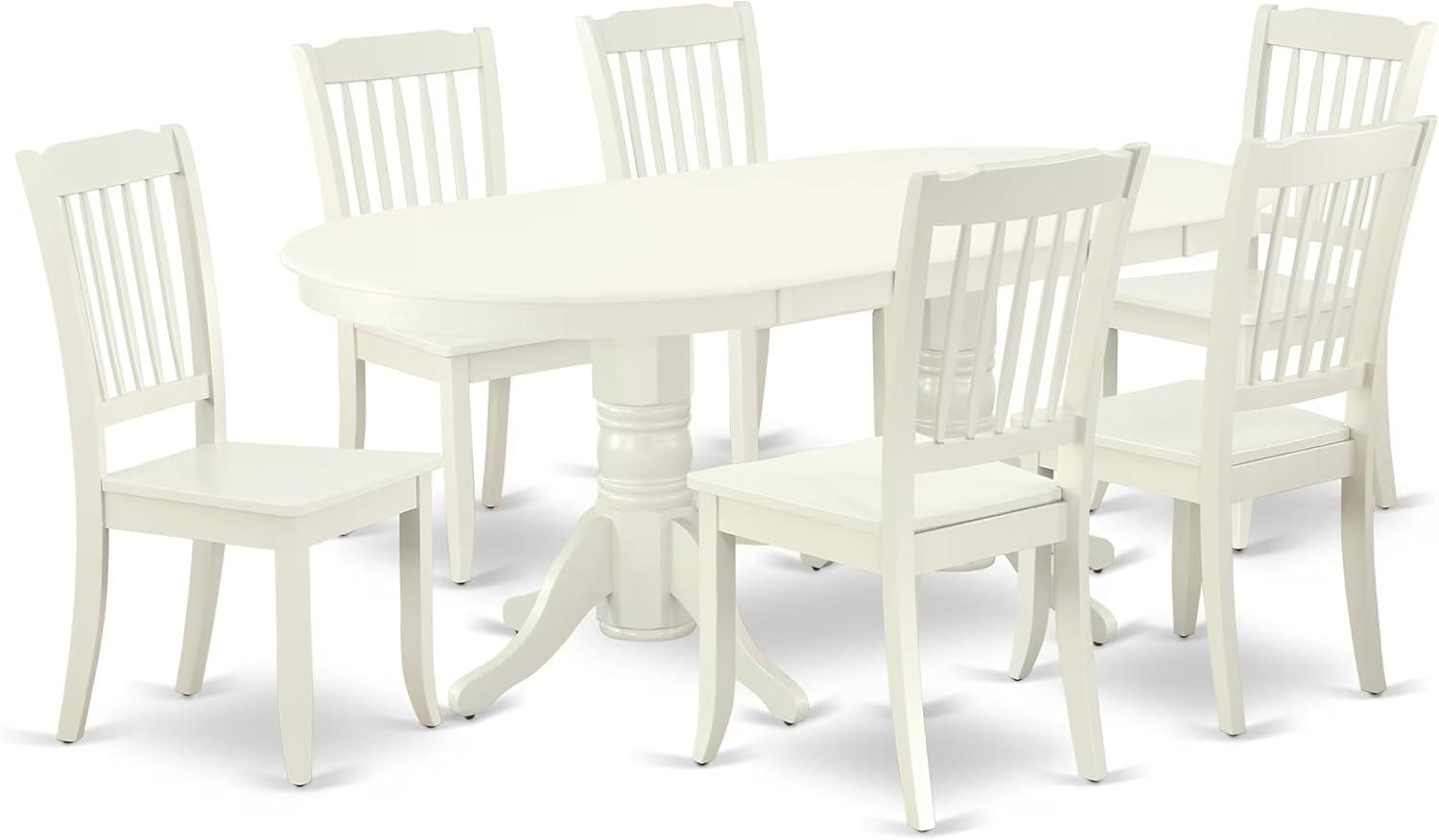 East West Furniture Vancouver 7-piece Wood Dining Table and Chair Set in White