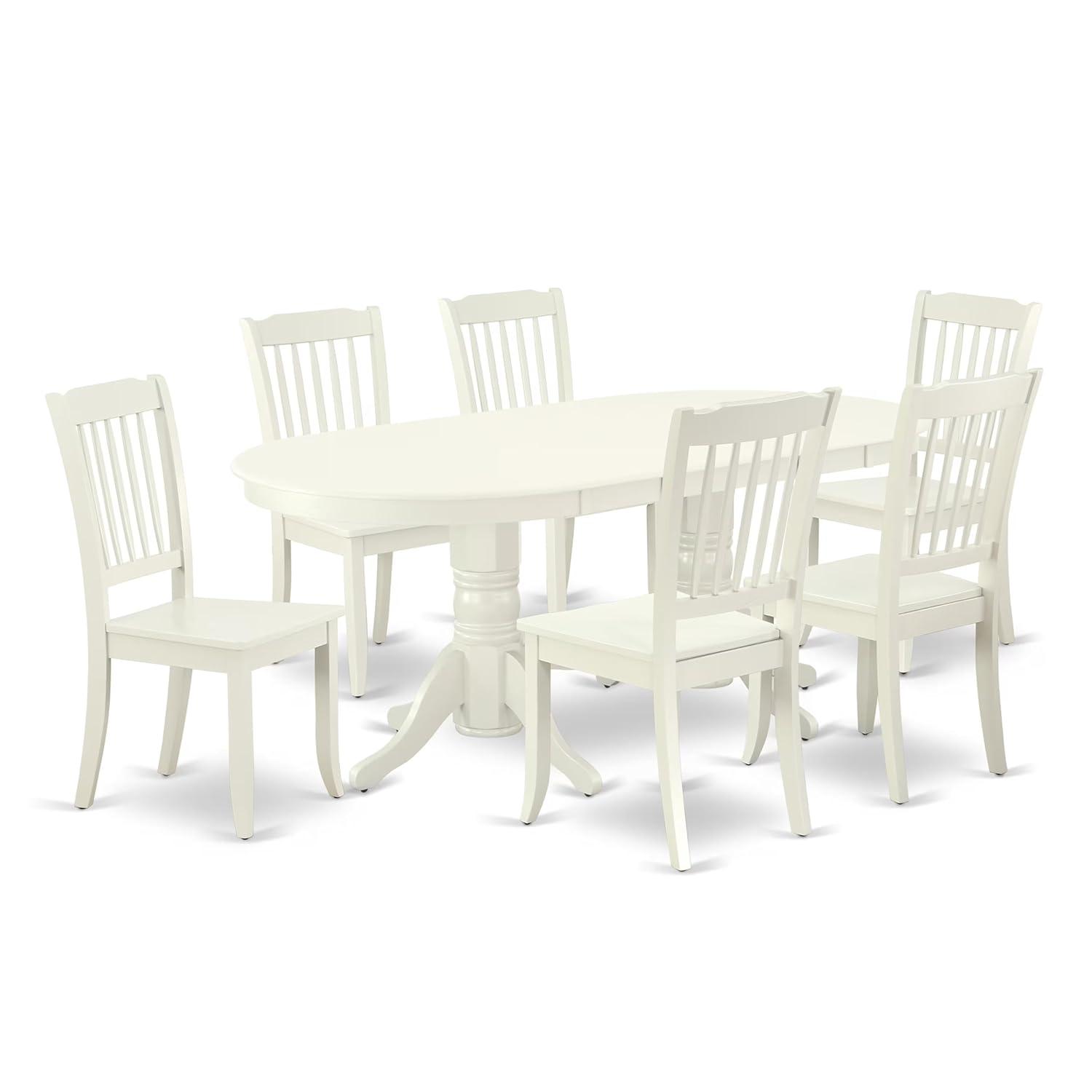 East West Furniture Vancouver 7-piece Wood Dining Table and Chair Set in White