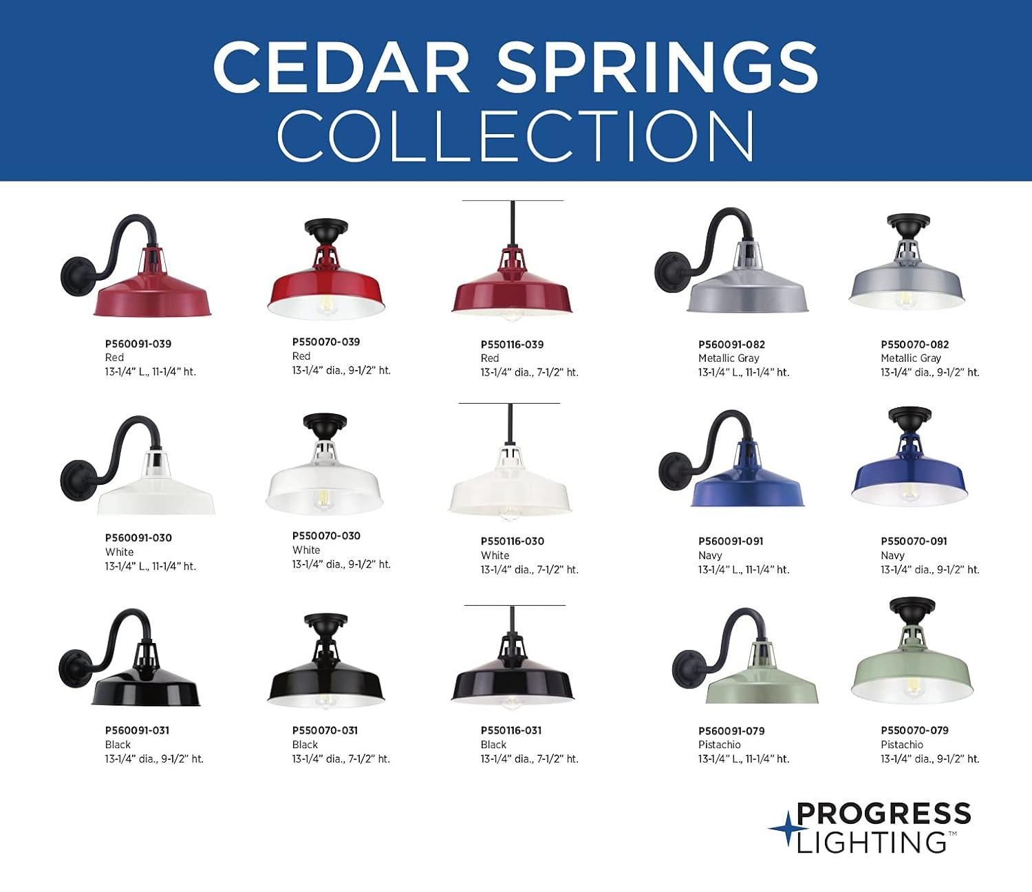 Progress Lighting, Cedar Springs, 1-Light Ceiling Light, Red Finish, White Shade
