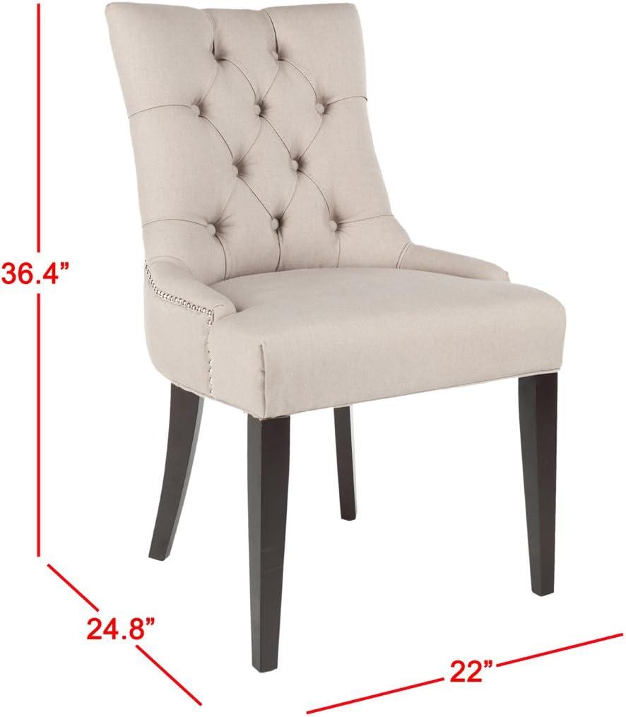 Abby 19''H Tufted Side Chairs (Set Of 2)  Silver Nail Heads - Taupe - Safavieh