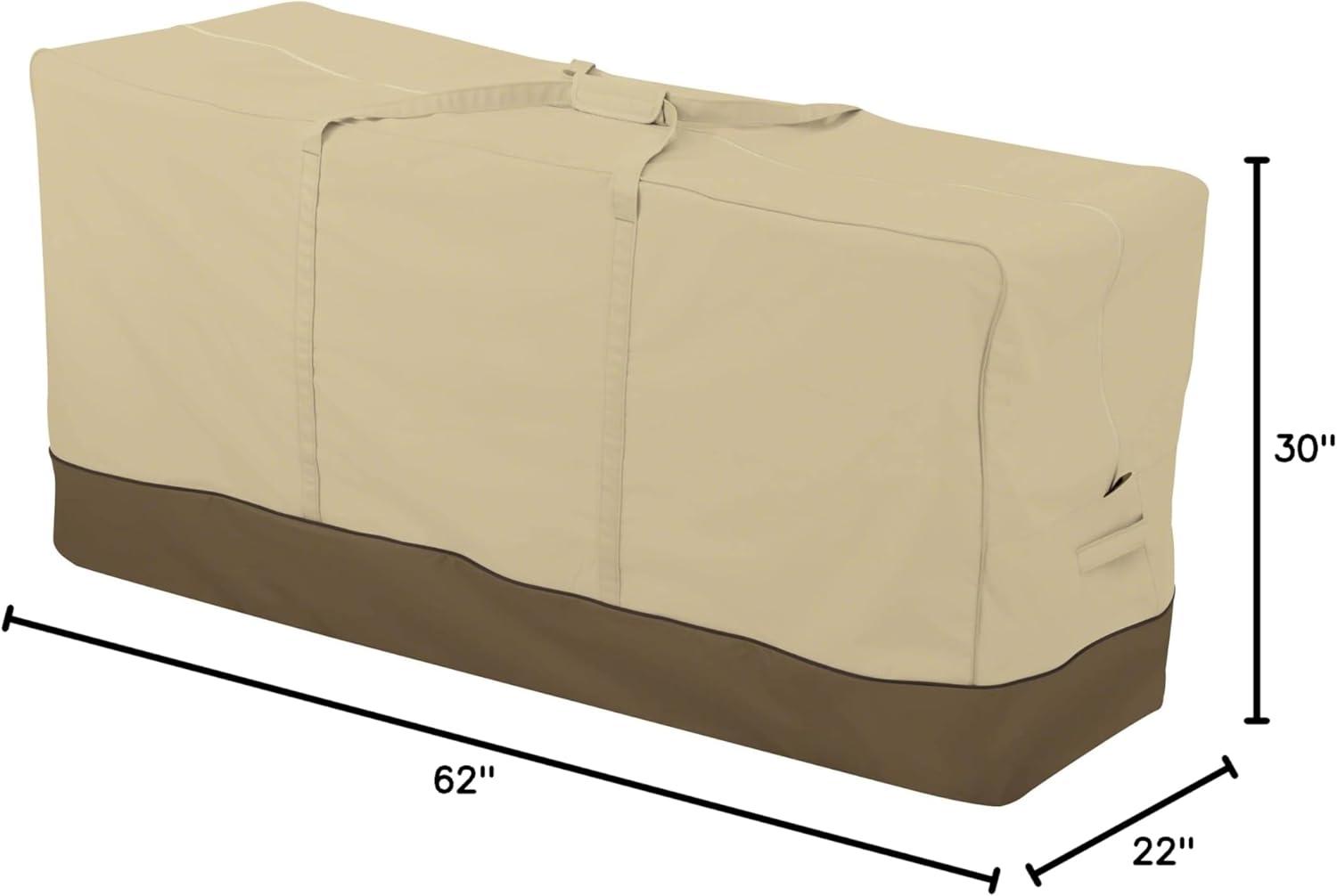 Beige and Brown Water-Resistant Patio Cushion Storage Bag