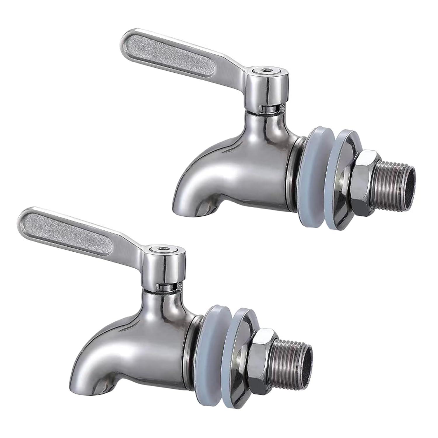 Polished Stainless Steel Beverage Dispenser Replacement Spigot Set