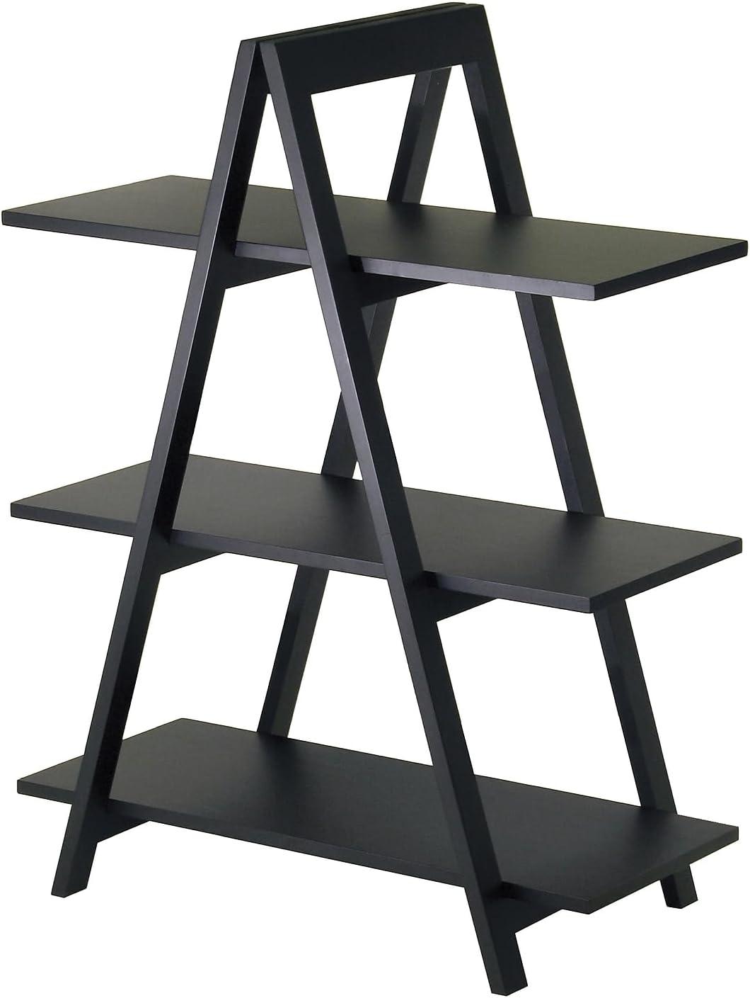 38.39" Aaron A Frame Shelf - Black - Winsome: Lacquered Wood Composite, 3-Tier Storage, Metal Hardware