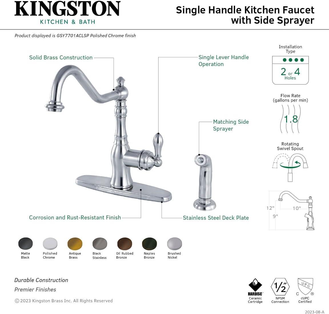 Kingston Brass American Classic Single-Handle Deck Mount Faucet