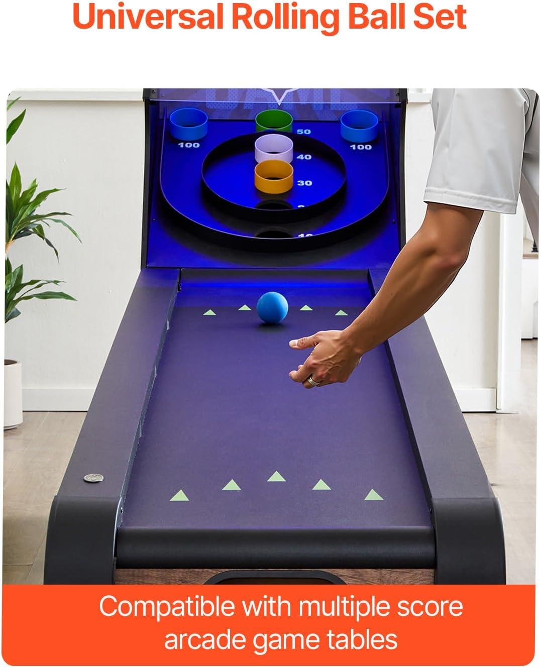 8 ft. Roll and Score Classic Arcade Game Table, Skee Ball Arcade Machine Indoor with Electronic Scorer, Sound, Automatic