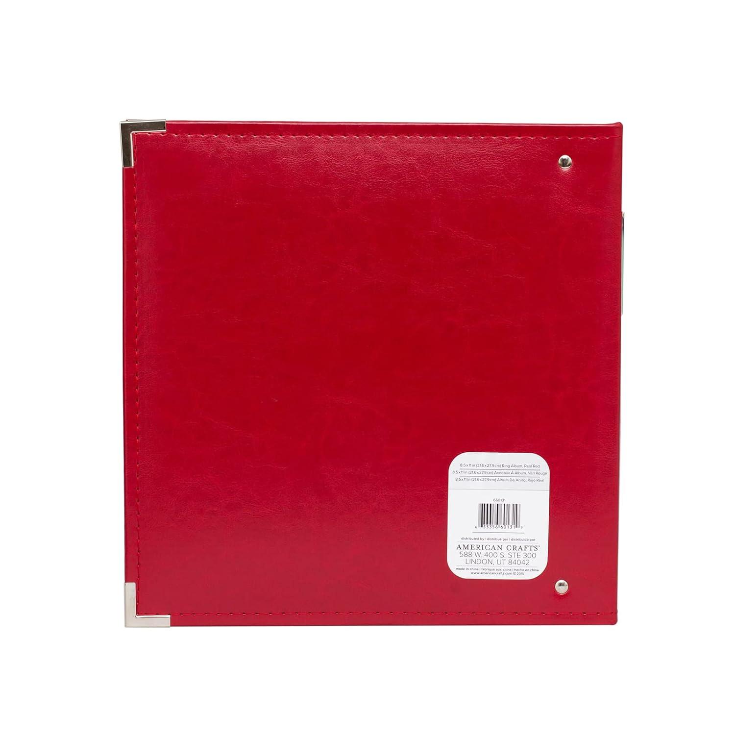 We R Classic Leather D-Ring Album 8.5"X11"-Real Red