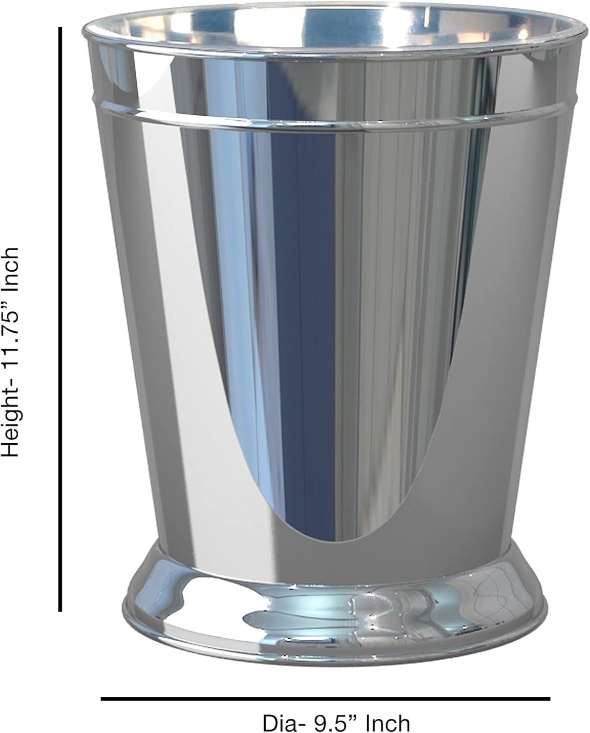 Decorative Bathroom Wastebasket Stainless Steel - Nu Steel: 11" High, 6L Capacity, Chrome Finish