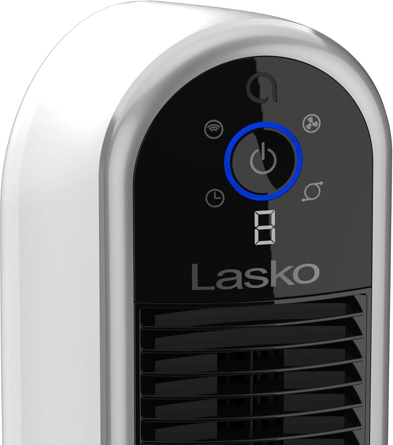 Lasko 40" White Smart Oscillating Tower Fan with Wi-Fi and Voice Control