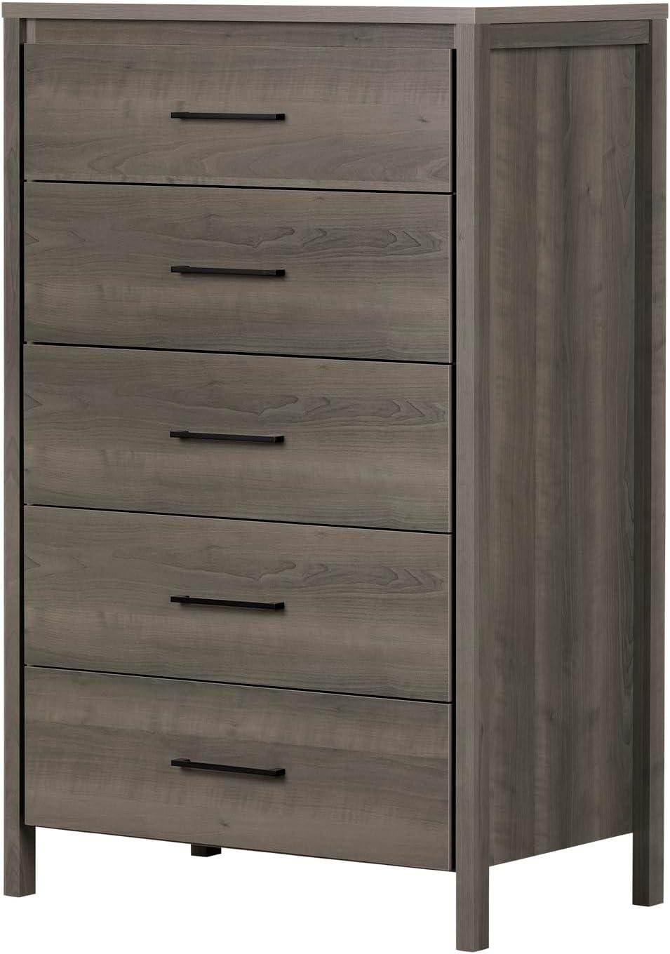 South Shore Gravity 2 Drawer Nightstand Natural Ash: Contemporary Bedside Storage, Laminate Surface