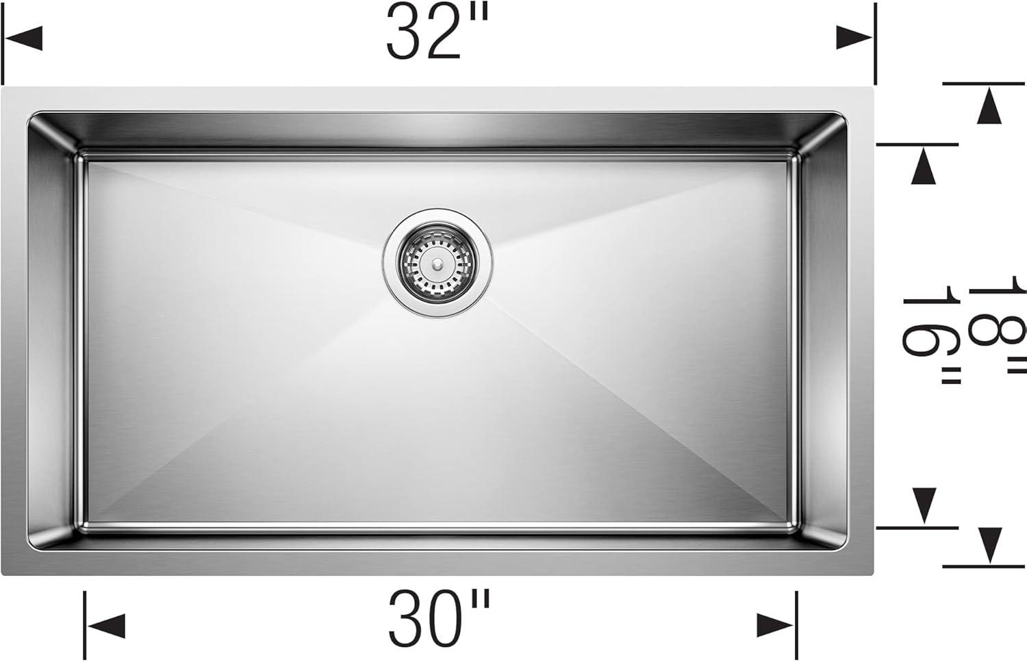 Quatrus 32" L x 18'' W Single Bowl Stainless Steel Undermount Kitchen Sink