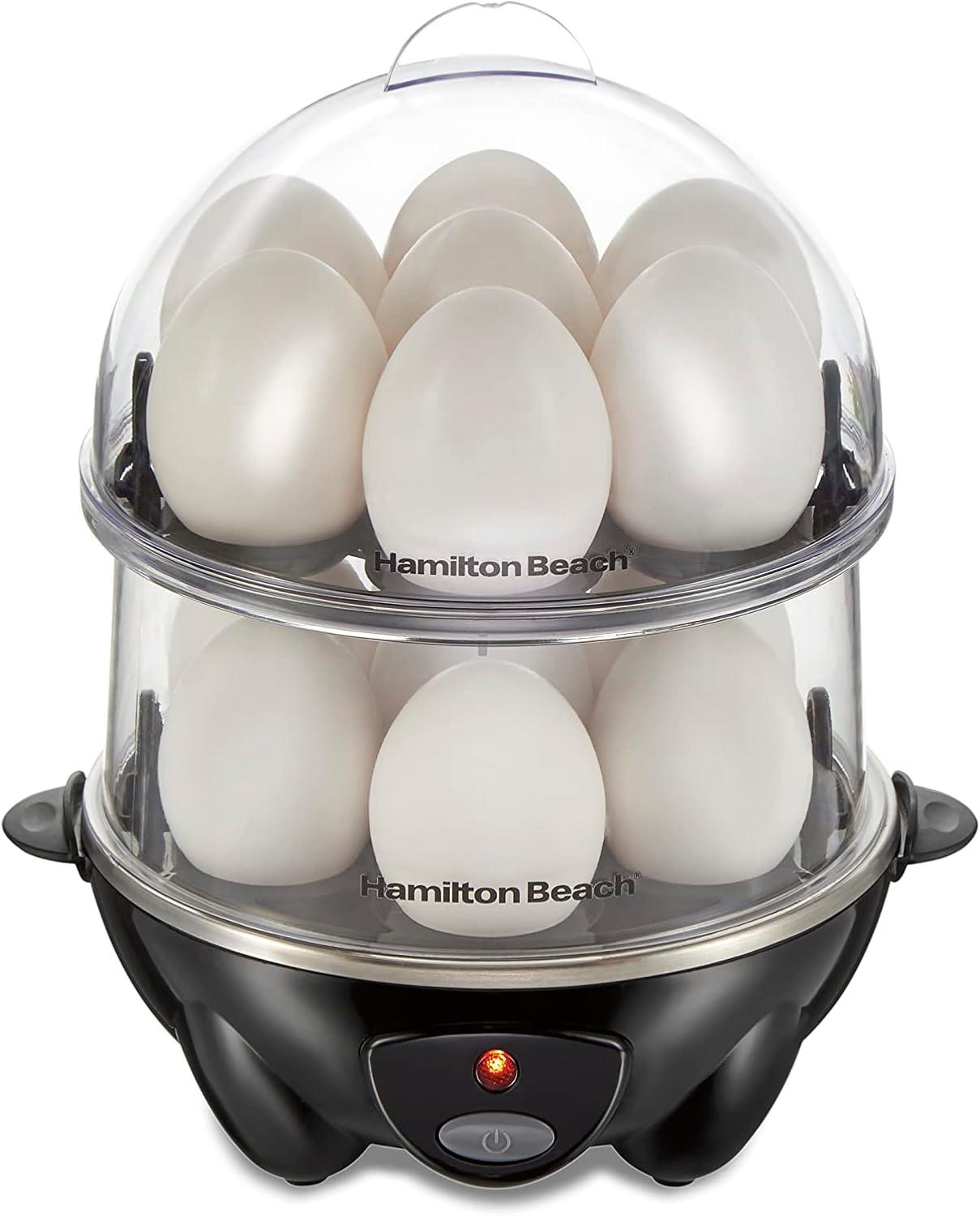 Hamilton Beach Black 14-Egg Electric Cooker and Steamer