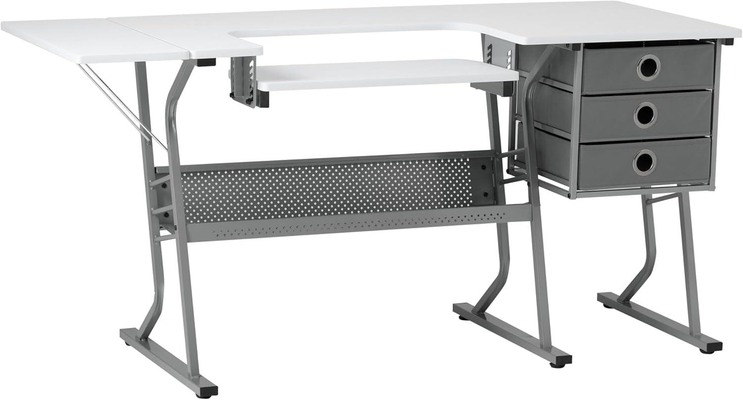 60.25'' x 23.75'' Sewing Table with Sewing Machine Platform