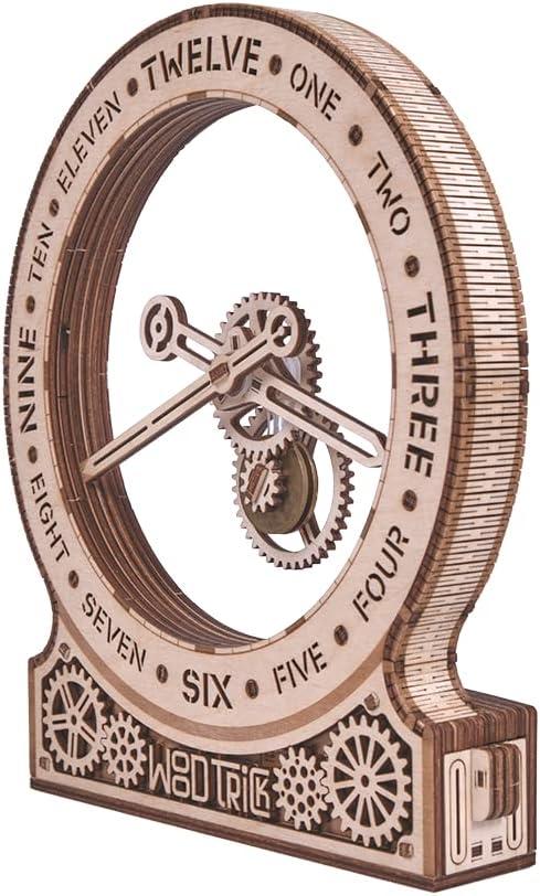 Wood Trick Modern Kinetic Clock 3D Wooden Puzzles for Adults and Kids to Build - Magic Mechanism Aesthetic Design - Model Kits for Adults - Engineering DIY Wooden Models for Adults to Build