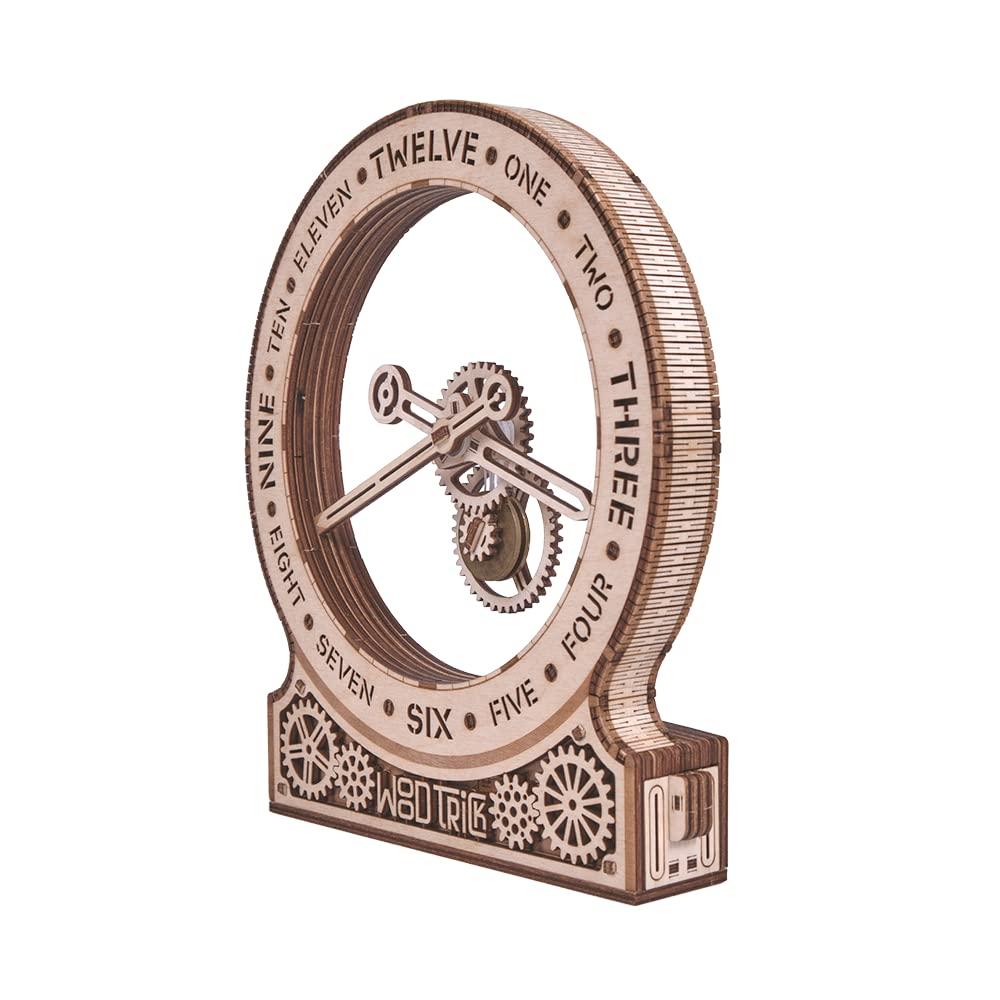 Wood Trick Modern Kinetic Clock 3D Wooden Puzzles for Adults and Kids to Build - Magic Mechanism Aesthetic Design - Model Kits for Adults - Engineering DIY Wooden Models for Adults to Build