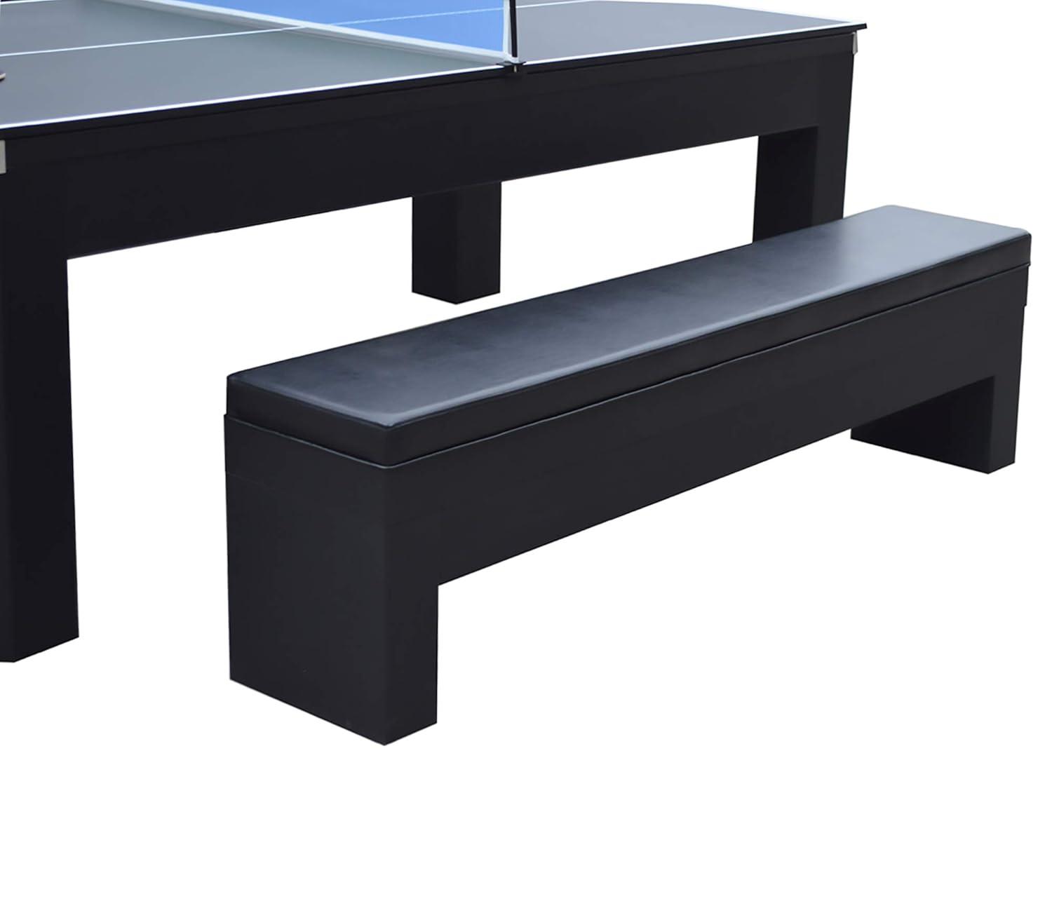 Hathaway Newport Stylish 7 Ft Multi Game Pool Table Combo with Dining Top and Ping Pong – Includes Benches for Home Storage and Accessories