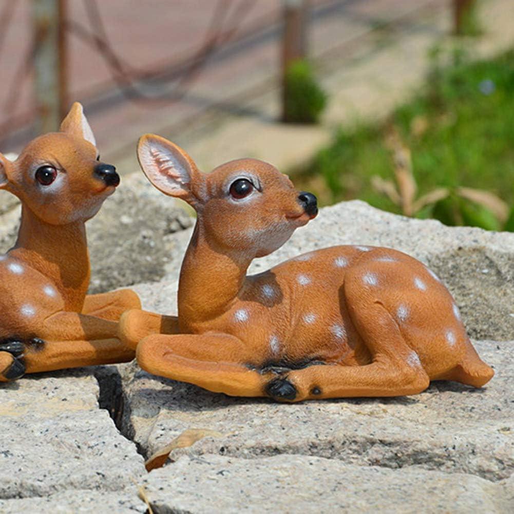 Deer Statue, 2Pcs Deer Figurine, Synthetic Garden Sculpture Garden Statue Waterproof and Sunscreen Community Patio for Garden