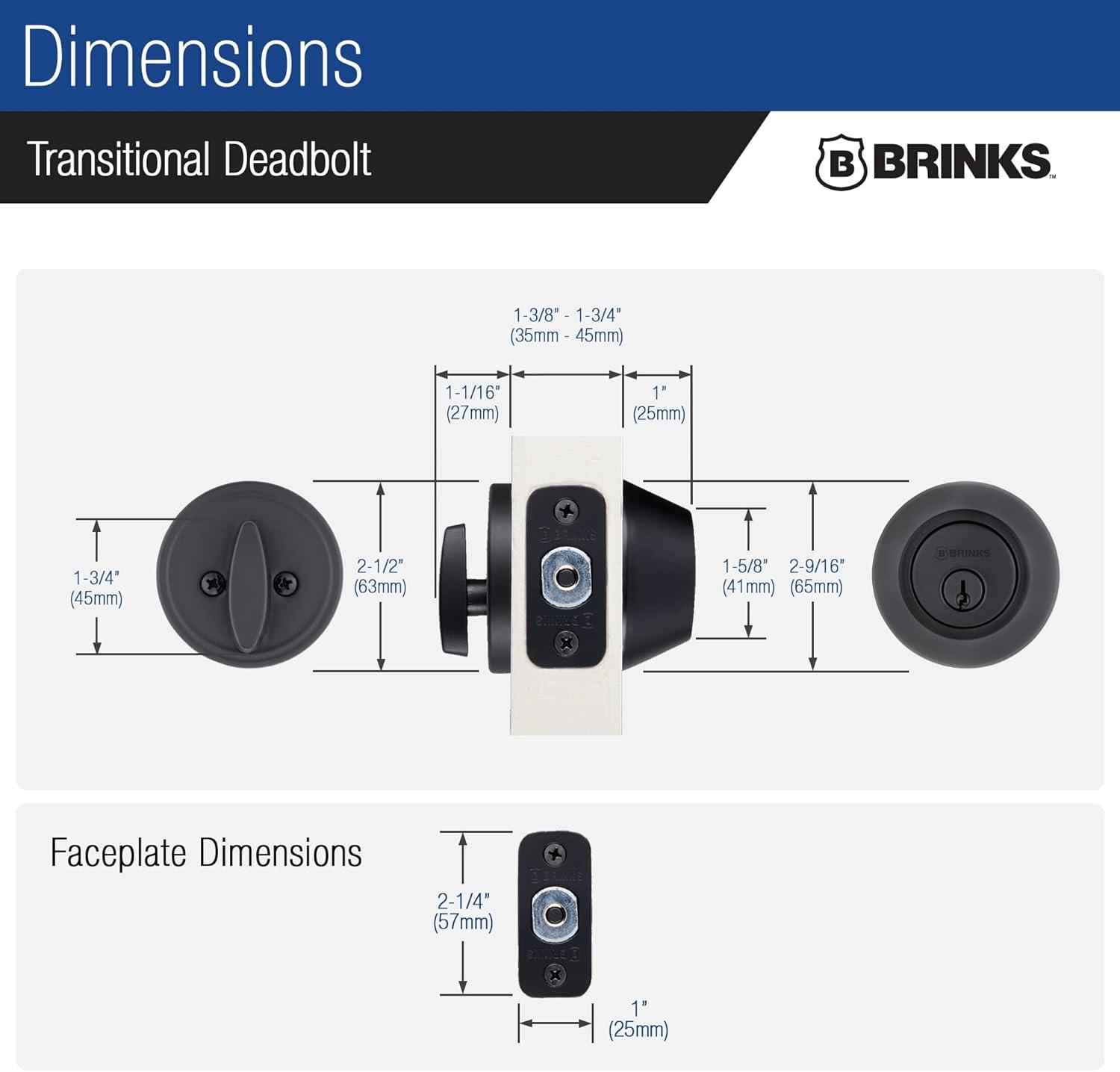 Brinks Raleigh Series Transitional Round Single Cylinder Deadbolt