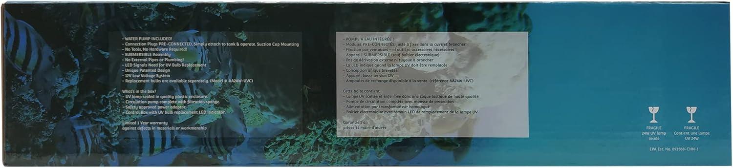 AA GKM24W Internal UV for Aquariums up to 120Ga,Black