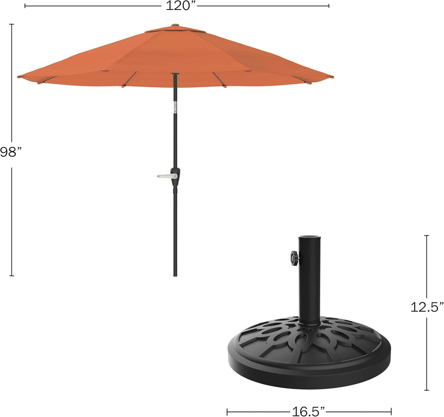 Pure Garden 10 Ft Patio Umbrella with Base, Orange