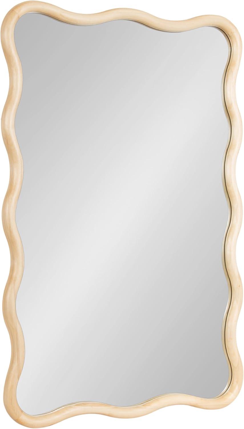 Kate & Laurel All Things Decor 24"x36" Talma Scalloped Rectangle Wall Mirror Natural