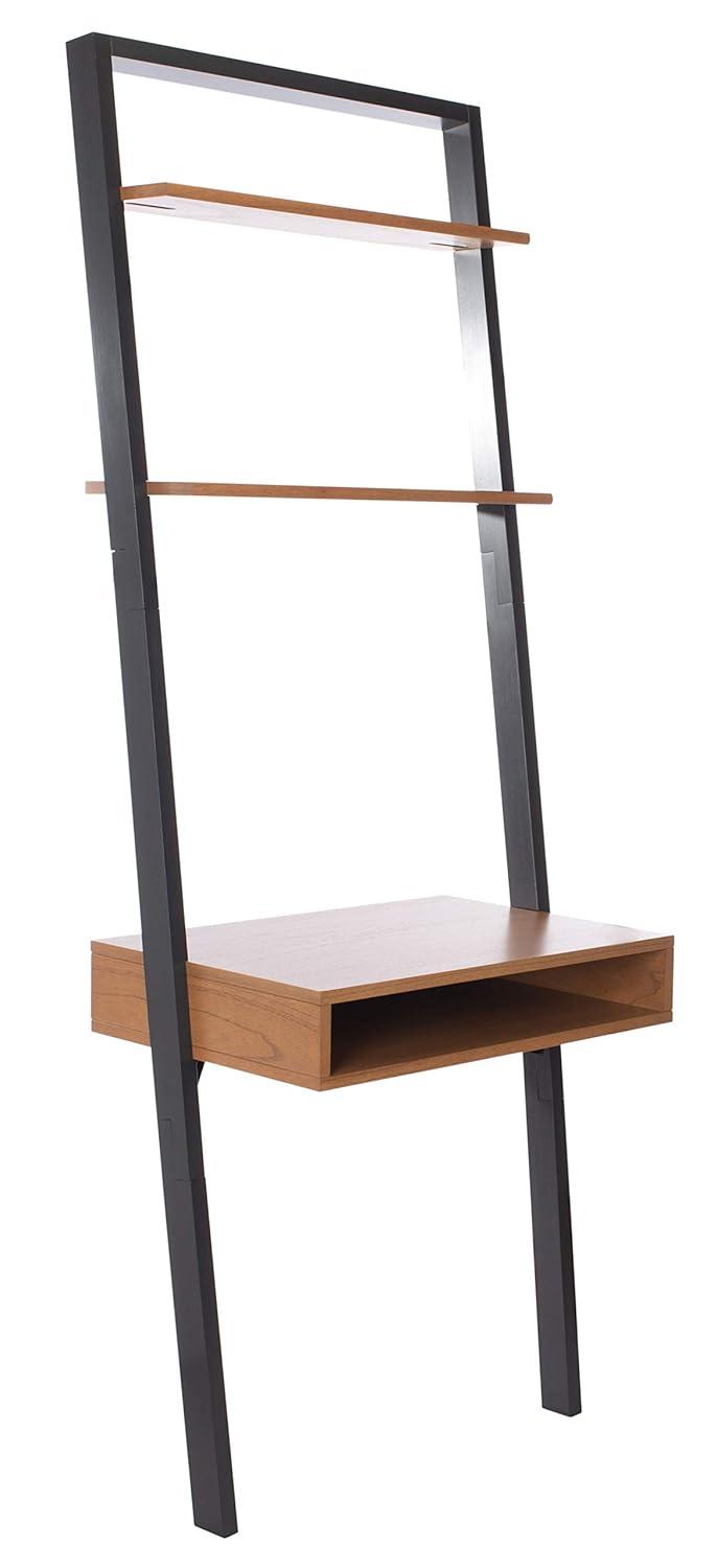 Kamy 2 Shelf Leaning Desk - Natural / Charcoal - Safavieh