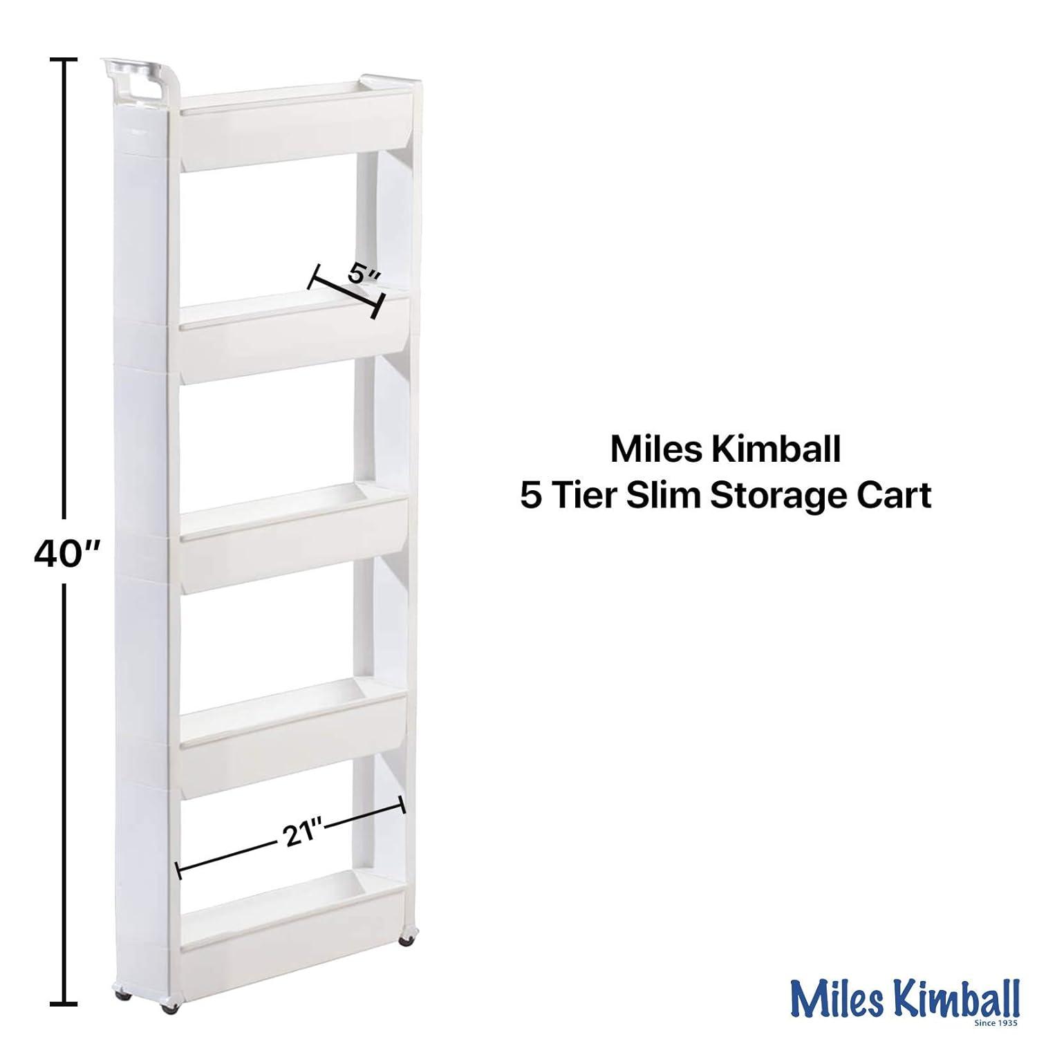 White 5-Tier Slim Rolling Storage Cart