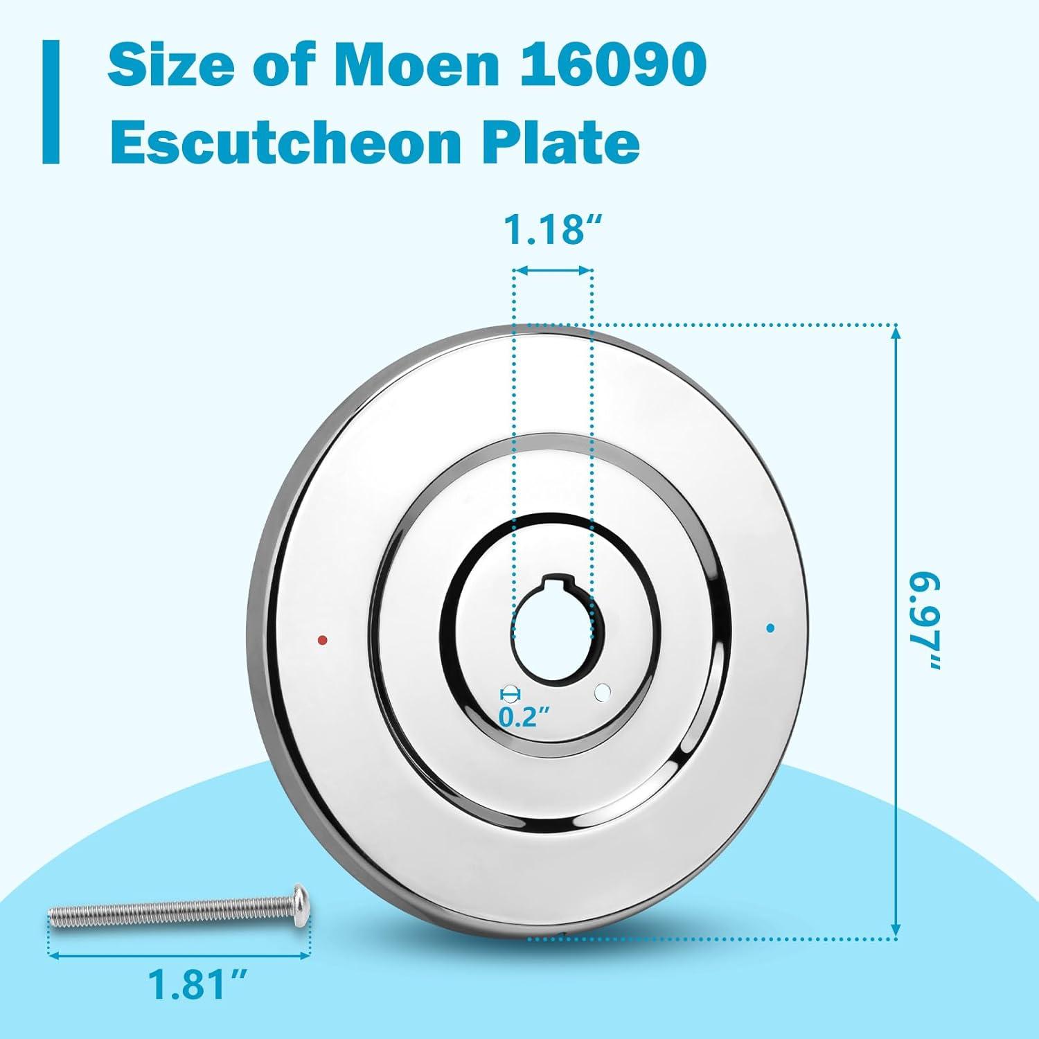 Chrome Escutcheon Plate for Single-Handle Tub and Shower Valves