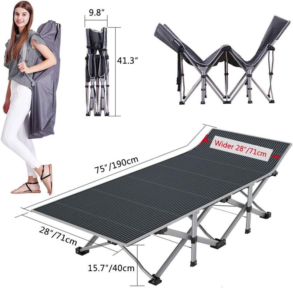 Folding Camping Cots for Adults, Folding Cot with Mattress Camping Bed Camp Cot Portable Military Cot, Double Layer Oxford Strong Heavy Duty Sleeping Cots with Carry Bag for Camp Office Use