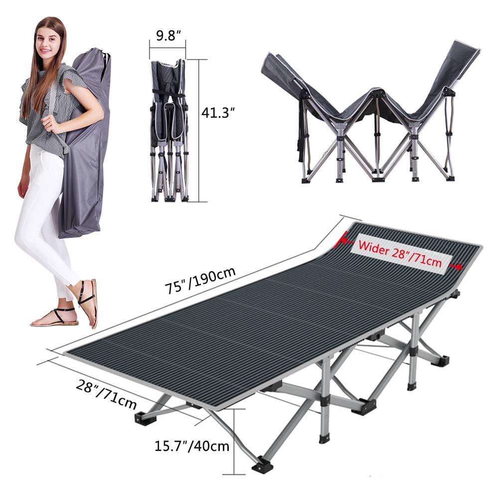 Folding Camping Cots for Adults, Folding Cot with Mattress Camping Bed Camp Cot Portable Military Cot, Double Layer Oxford Strong Heavy Duty Sleeping Cots with Carry Bag for Camp Office Use