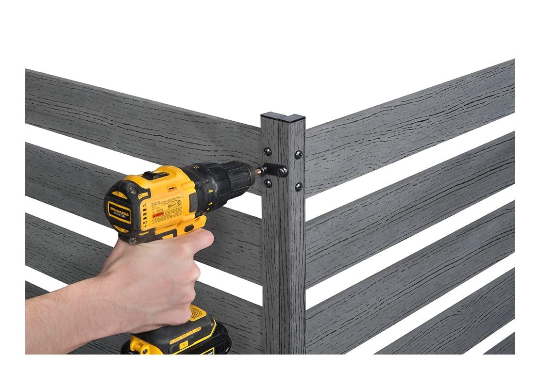 Zippity Outdoor Products 26in H x 24in W (3 Panels) No Dig Zippity Maui Fence Kit, Charcoal Color WoodTek Vinyl Fence Panel, Temporary Outdoor Border for Garden, Easy Install DIY Fence for Backyard, Patio, & Deck, ZP19066