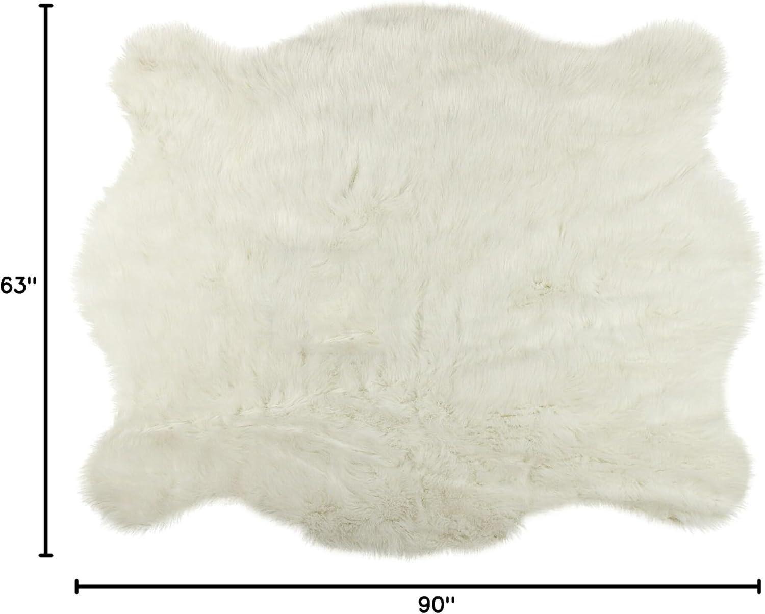 Luxe Faux Hide Rug Polar Bear 4.25x5 Feet Soft Throw Area Rug