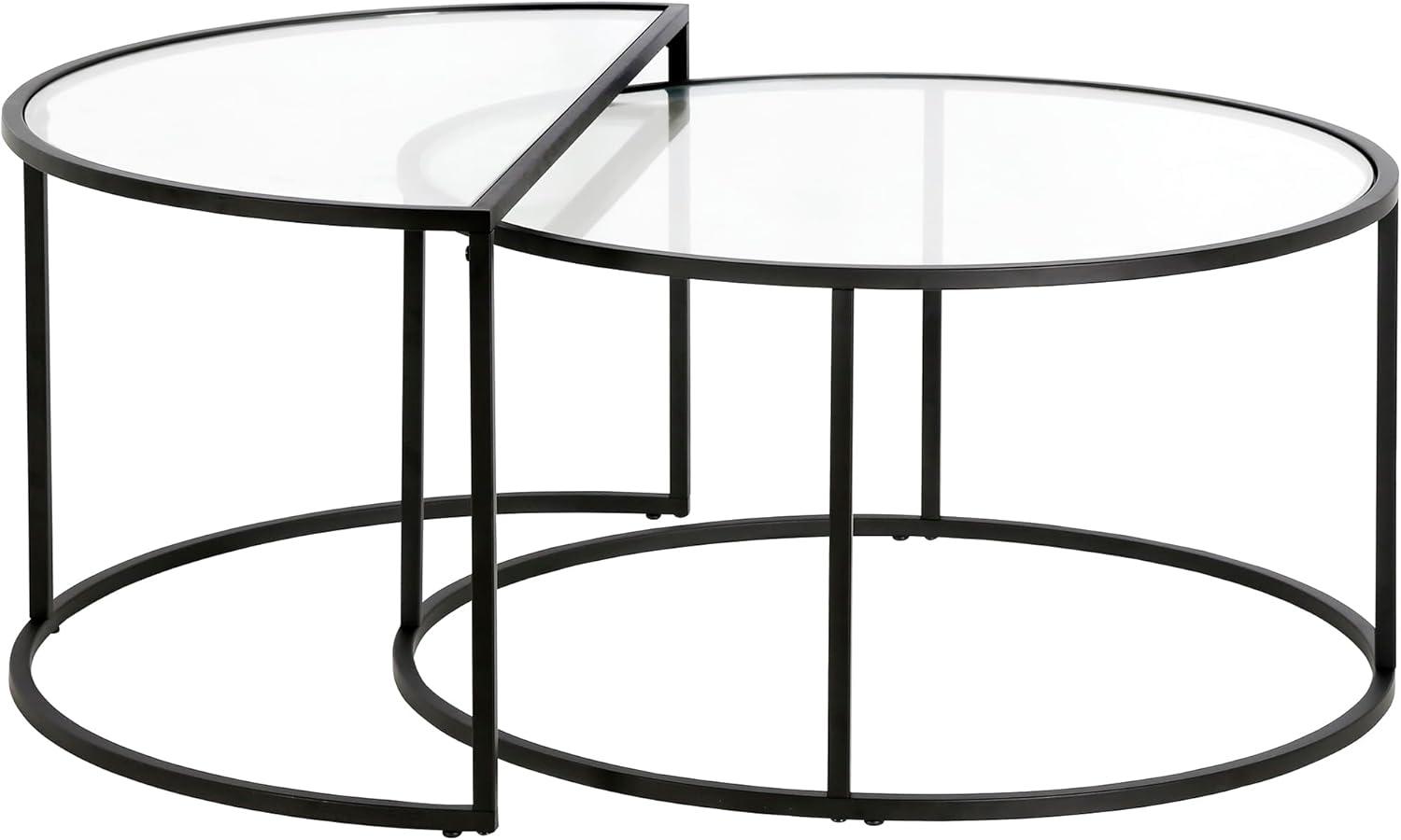 Blackened Bronze Round Glass Nesting Coffee Table Set