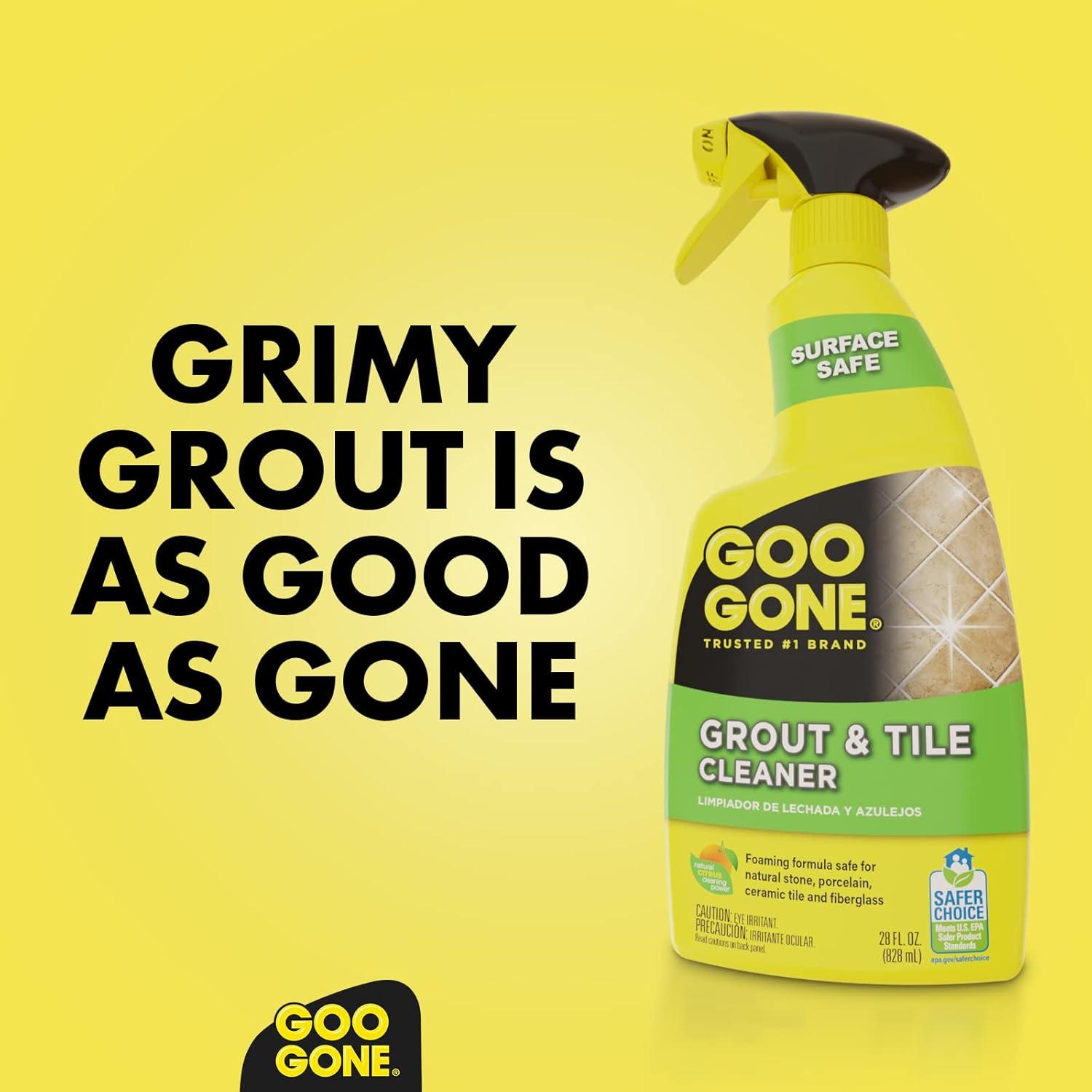 Goo Gone Grout and Tile Cleaner - 28 Ounce - Removes Tough Stains Dirt Caused by Mold Mildew Soap Scum and Hard Water Staining - Safe on Tile Ceramic Porcelain