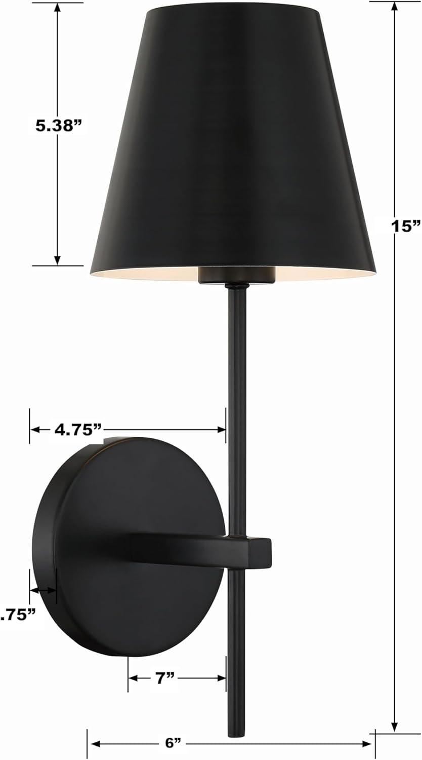 Crystorama Xavier 1 Light Matte Black Wall Mount - 6'' W x 15'' H x 7'' D