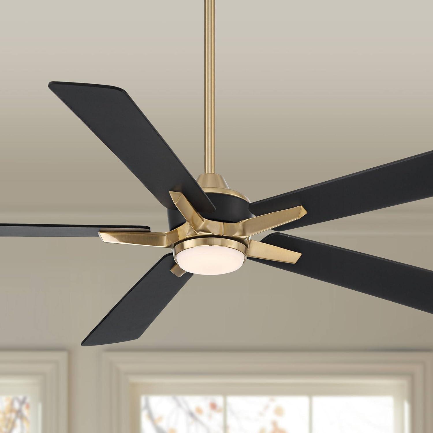 52" Black and Brass Modern Ceiling Fan with LED Light and Remote