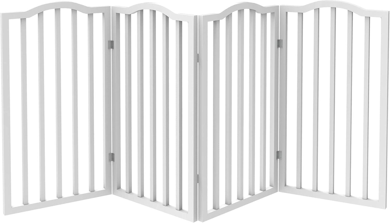 Indoor Pet Gate - 4-Panel Folding Dog Gate for Stairs or Doorways - 72x32-Inch Tall Freestanding Pet Fence for Cats and Dogs by PETMAKER (White)