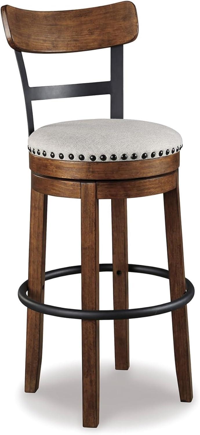 Tall Valebeck Upholstered Swivel Barstool Brown - Signature Design by Ashley: Kitchen Counter Height, Rustic Style