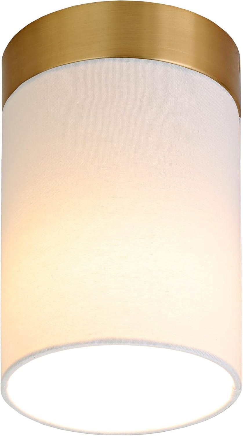 Evelyn&Zoe 6" Blackened Bronze Metal/Fabric Semi Flush Mount