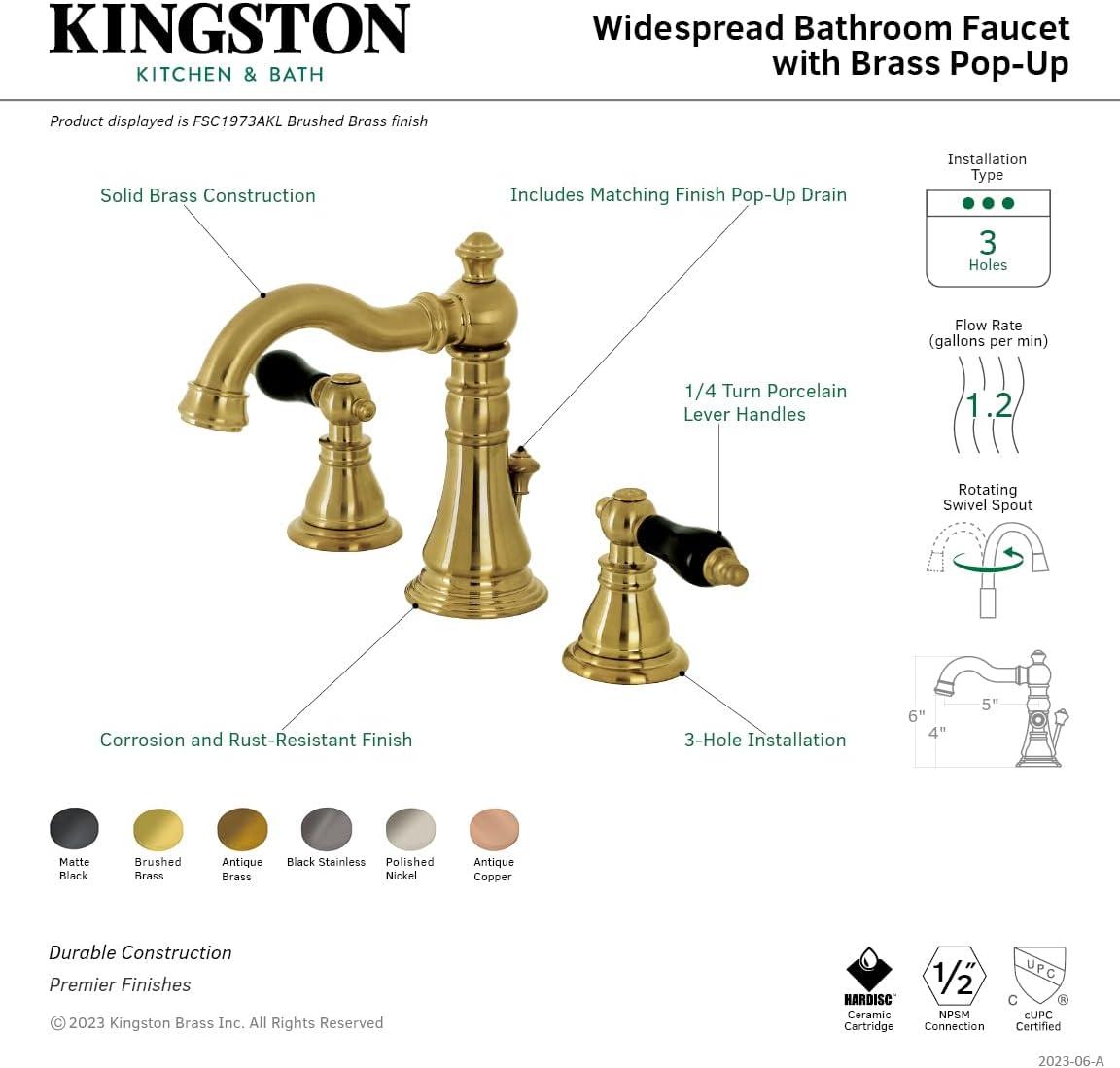 Duchess Antique Copper Widespread Bathroom Faucet with Porcelain Handles