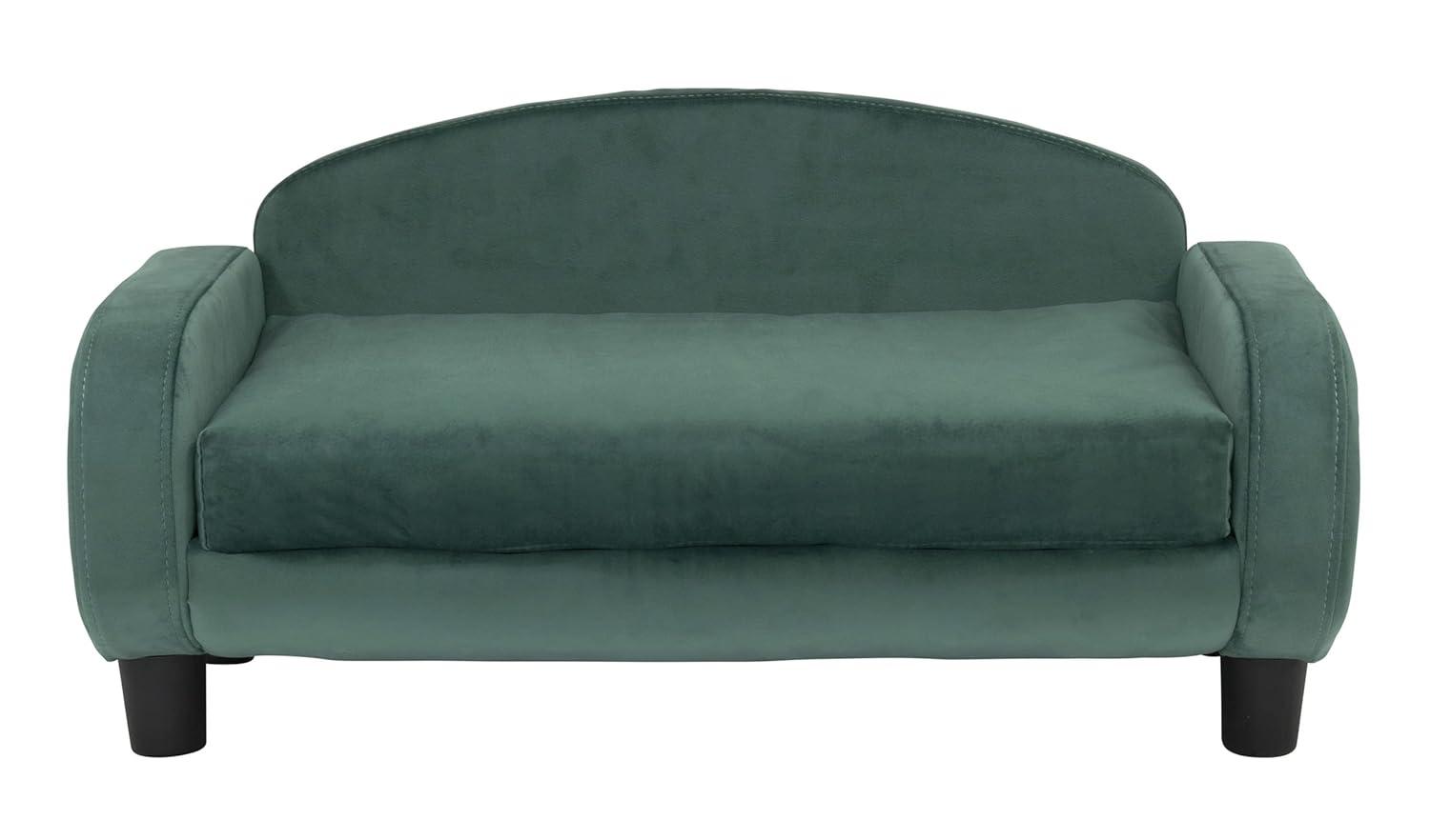Paws & Purrs Modern Pet Sofa 31.5" Wide Low Back Lounging Bed with Removable Mattress Cover in Espresso / Teal - 61014