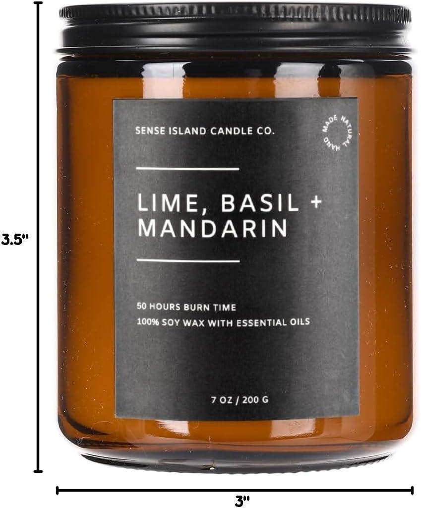Lime Basil Mandarin Scented Black Soy Glass Candle