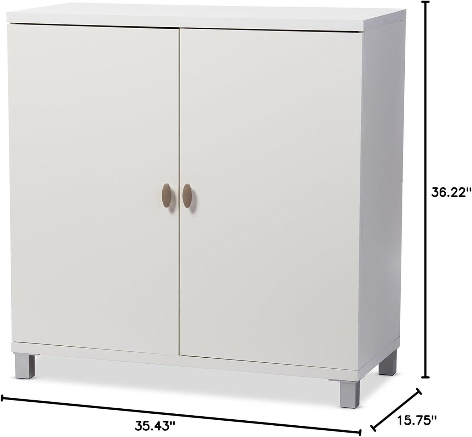 Marcy Modern and Contemporary Wood Entryway Storage Sideboard Cabinet - White - Baxton Studio: Engineered Wood, 5 Shelves, Bag Organizer