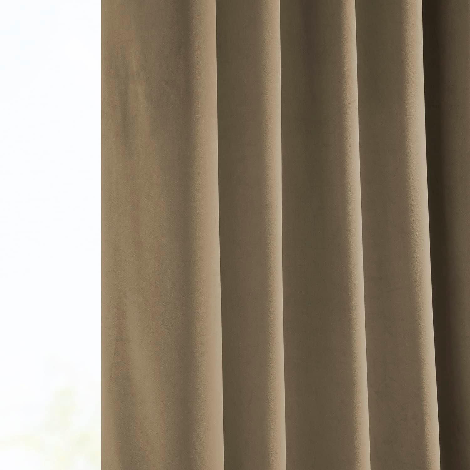 Half Price Drapes Museum Taupe Heritage Plush Velvet Room Darkening Curtains (1 Panel), 50W X 120L