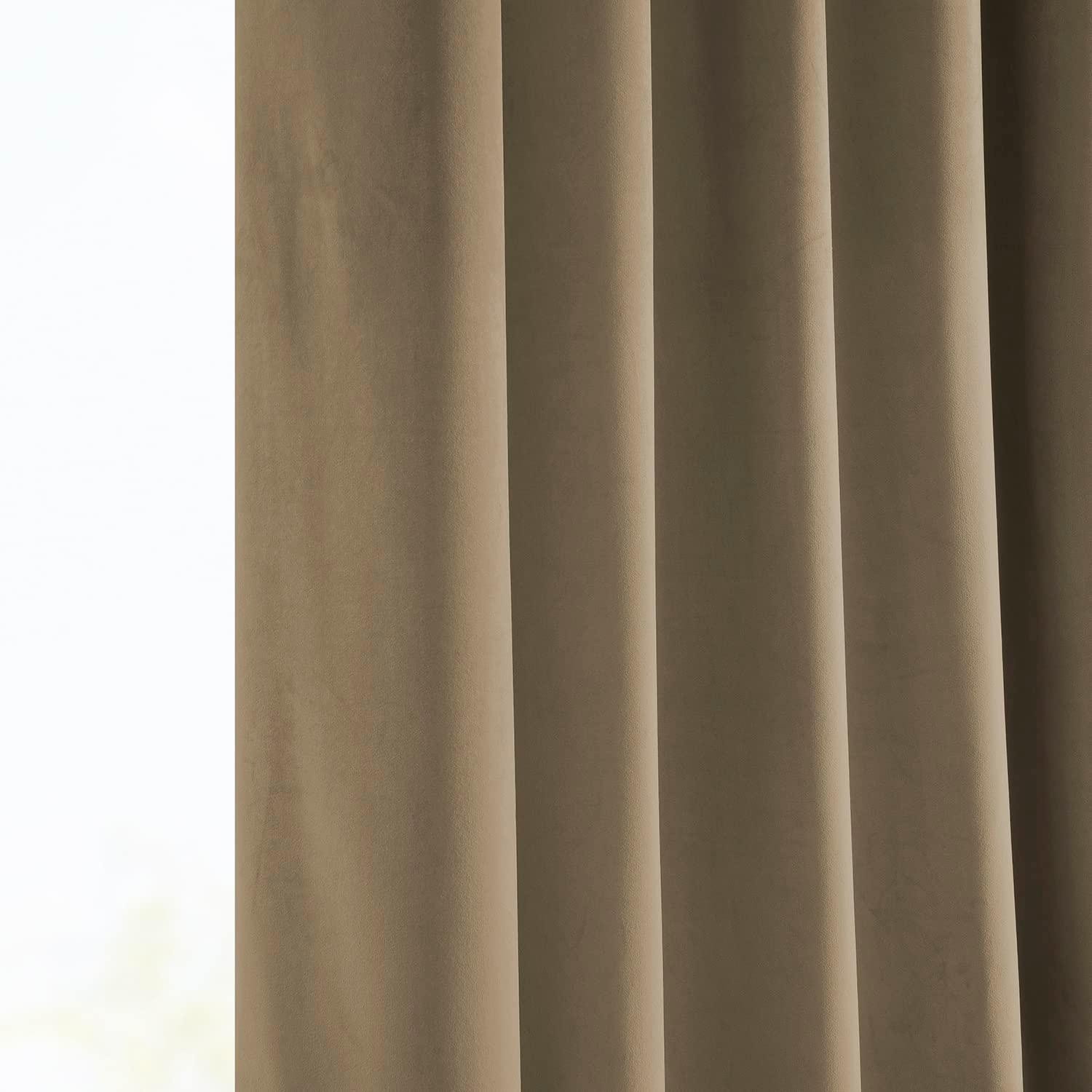 Half Price Drapes Museum Taupe Heritage Plush Velvet Room Darkening Curtains (1 Panel), 50W X 120L