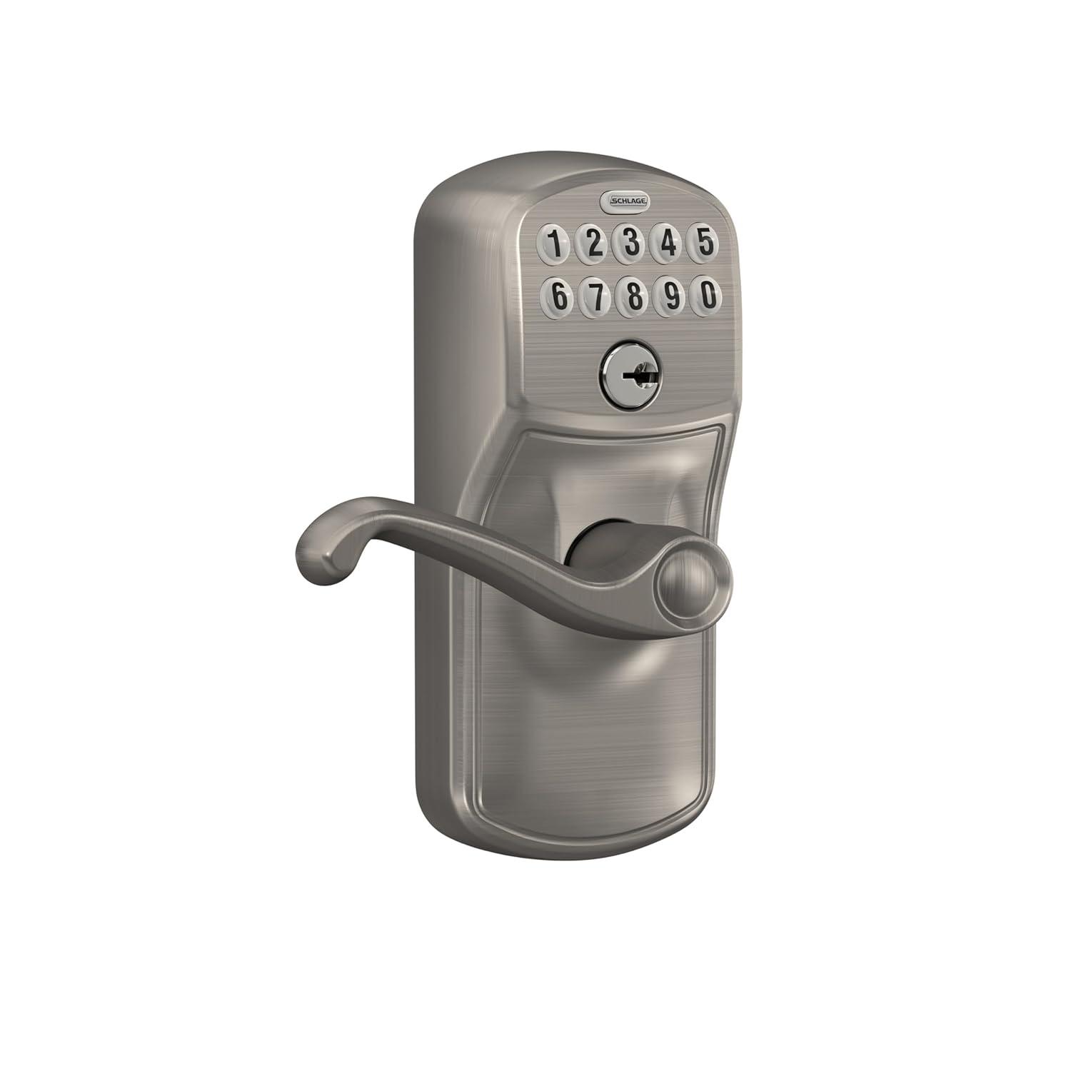 Satin Nickel Universal Keypad Door Lever with Flex-Lock
