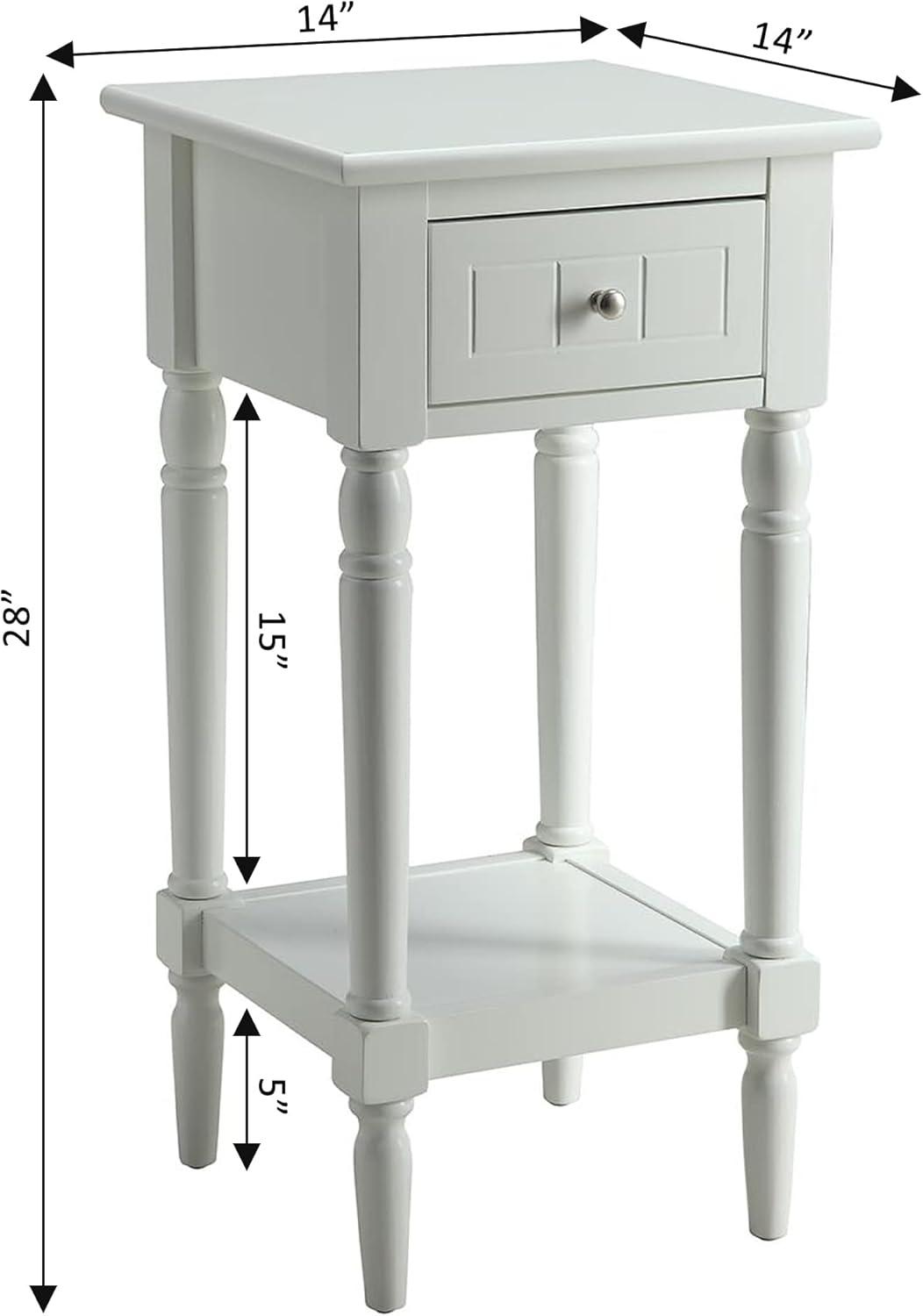 White Wood French Country End Table with Storage